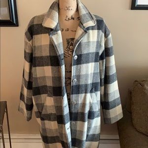 WOOLRICH Gray/Cream Wool Barn Coat Sz Large